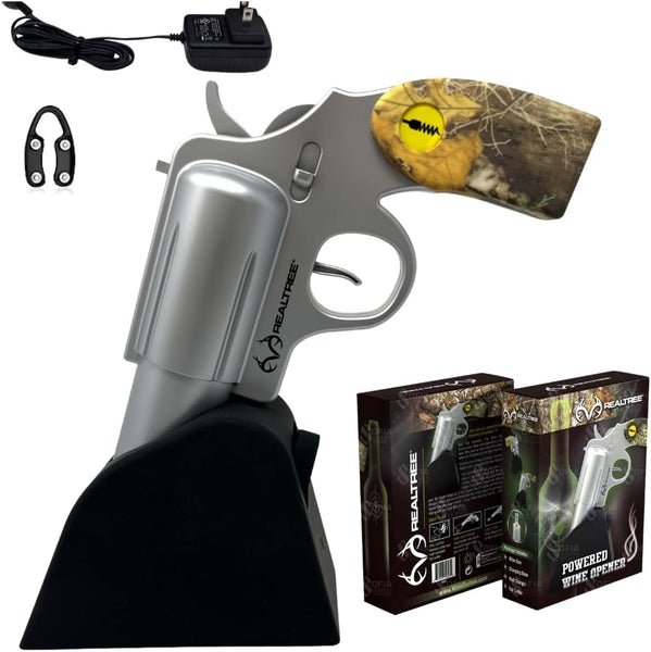 Realtree® RT-01 Powered Wine Opener Gun, (Silver) **FULL CASE of 10**